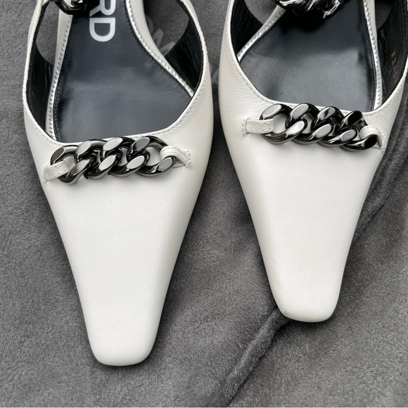 Tom Ford LEATHER CHAIN SLINGBACK PUMP 50MM - Picture 2 of 13